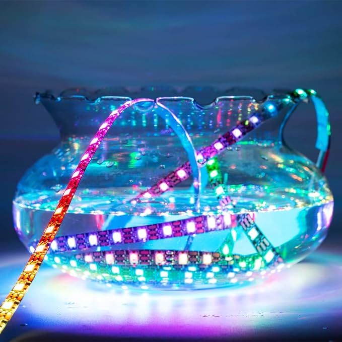 WS2812b Individually Addressable led Strip Light Programmable Dream Color SMD 5050 RGB Pixel Strip Rope Light DC5V (16.4FT 300LEDS Waterproof IP65, Black PCB)