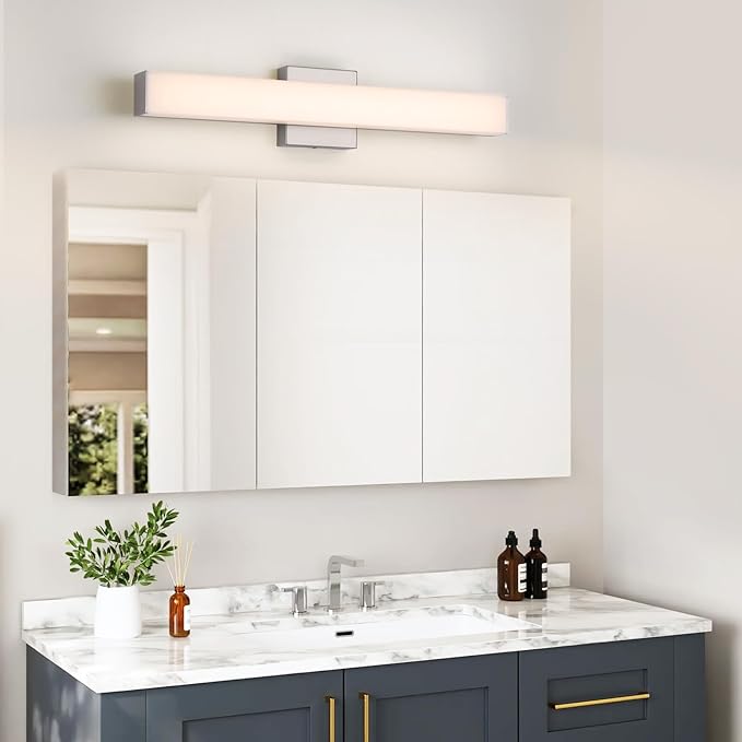 Brushed Nickel LED Vanity Light for Bathroom, 23.6-Inch Modern Fixture Over Mirror, 3 Color Temp Adjustable, 18W Energy-Saving Anti-Fog Lighting for Dressing Table, Dressing Room