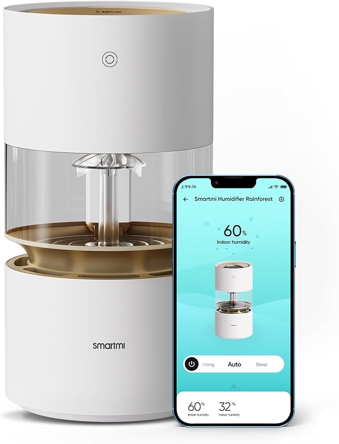 Smartmi Evaporative Humidifiers for Bedroom home, Rainforest Air Humidifier, 3L No Mist Cool Humidifier with Top Fill Design, Smart Humidity Control, Works with HomeKit Alexa Google Assistant