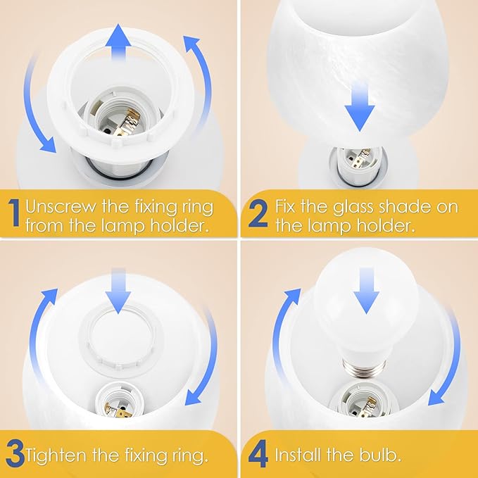 Soilsiu Bedside Table Lamp - Touch Small Lamp for Bedroom Nightstand, 3-Way Dimmable, USB A+C Charging Ports, White Opal Glass Shade, Warm LED Bulb Included