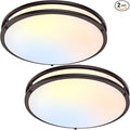 TOBUSA 16in 50W LED Flush Mount Ceiling Lights 5600lm Super Bright, Dimmable LED Light Fixtures 2700K-6500K 5CCT Adjusted, 2-Pack Modern Brown Light Fixture Ceiling for Living Room Bedroom Kitchen
