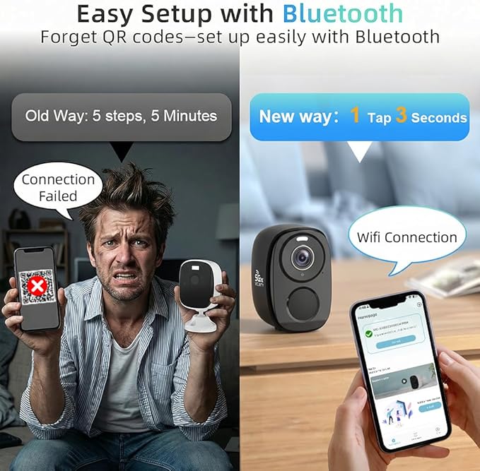 Rraycom 4Pack 5G/2.4G Security Cameras Wireless Outdoor,2K Battery Powered AI Motion Detection Siren Alarm WiFi Home Indoor Camera, Color Night Vision, 2-Way Talk, Waterproof, Works w/Alexa, Cloud/SD