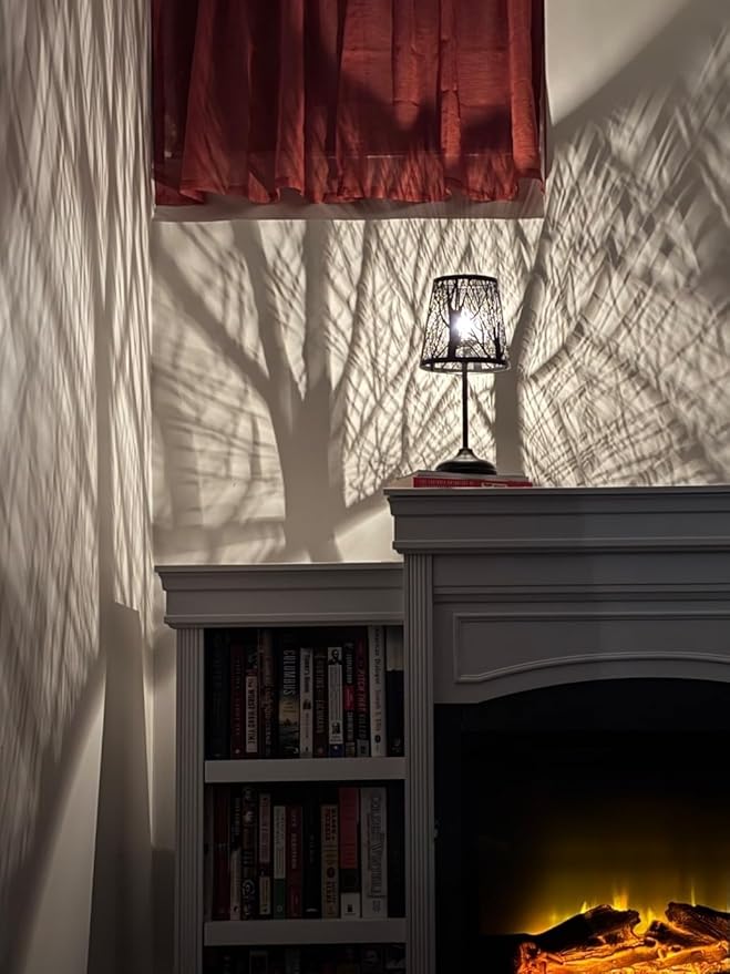 3 Level Dimmable Touch Table Lamp, Black Metal Tree Pattern Shadow Lamp, Small Bedside Night Light for Kids, Vintage Accent Decor Lamp Halloween Indoor Mood Lighting Bedroom Living Room Small Spaces
