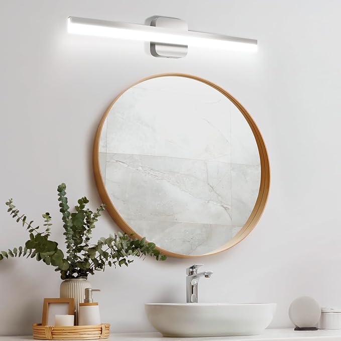 Yarra-Decor 24-inch LED Bathroom Vanity Light Bar,Vanity Lighting Fixtures for Mirror Illumination,Indoor Daylight White Wall Light 6000K (Nickel)