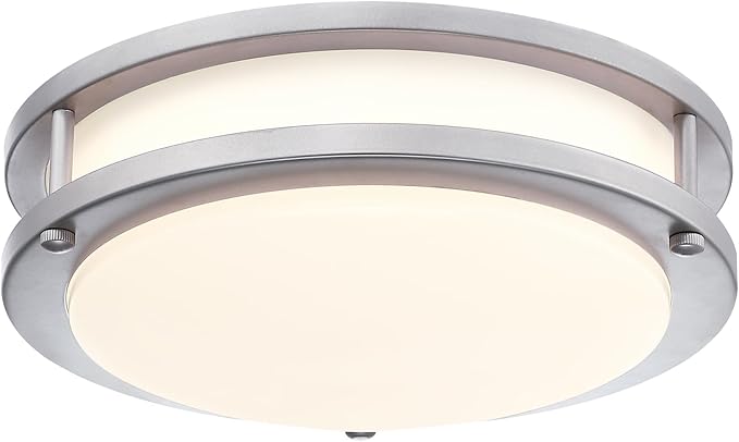 4 Pack 7.5 Inch Round Brushed Nickel Ceiling Light Fixture - Flush Mount LED Ceiling Lamp Set of Four 2700K/3000K/3500K/4000K/5000K Adjustable Brushed Nickel Bathroom LED Light for Bedroom 12W
