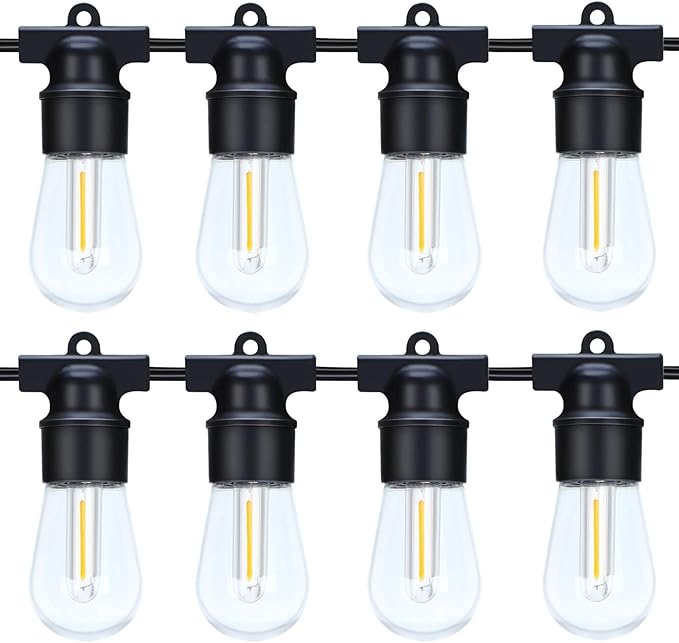 walsport 96FT LED Outdoor String Lights with S14 Shatterproof Plastic Bulbs (30+4 Spare) – ETL Listed IP65 Waterproof Heavy-Duty Patio Lights for Backyard, Bistro, Cafe Outdoor Lighting