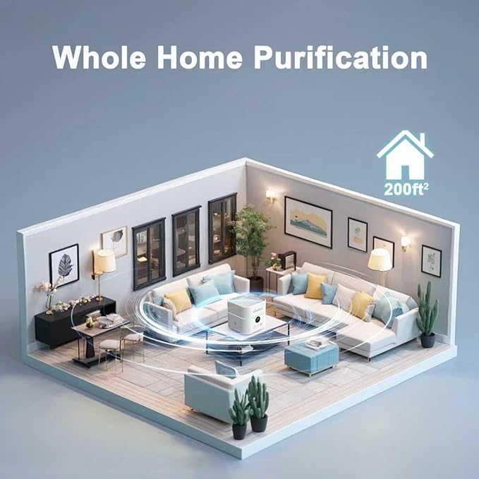 Humidifier and Air Purifier in One for Bedroom Up to 200Ft²,H13 True HEPA Filter Desk Air Purifiers with 500ML Water Tank,LED Light,Small Air Purifier and Humidifier Combo for Bedroom,Office