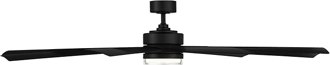 Wynd XL Smart Indoor and Outdoor 9-Blade Ceiling Fan 72in Matte Black with 3000K LED Light Kit and Remote Control works with Alexa, Google Assistant, Samsung Things, and iOS or Android App