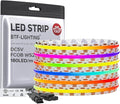 BTF-LIGHTING FCOB COB WS2811(WS2812B) IC RGB 180LED/m 900IC LED Strip DC5V 16.4FT Individual Addressable Flexible High Density Uniform Light Dream Chasing Color 10mm Width(NO Adapter or Controller)