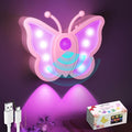 LOFTEK Butterfly Night Light, Rechargeable Motion Sensor Night Lights, 2 Color Modes & Dimmable RGB Nightlight, Stick on Wall, Bedside, Bathroom, Hallway, Stairs, Cabinet (Pink, 1 Pack)
