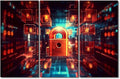Wall Art for Living Room Multi Panels Modern Wall Decor Concept of Cybersecurity and Data Protection Picture Poster, Wooden Framed Gallery-Wrapped Ready to Hang, 60" Wx40 H
