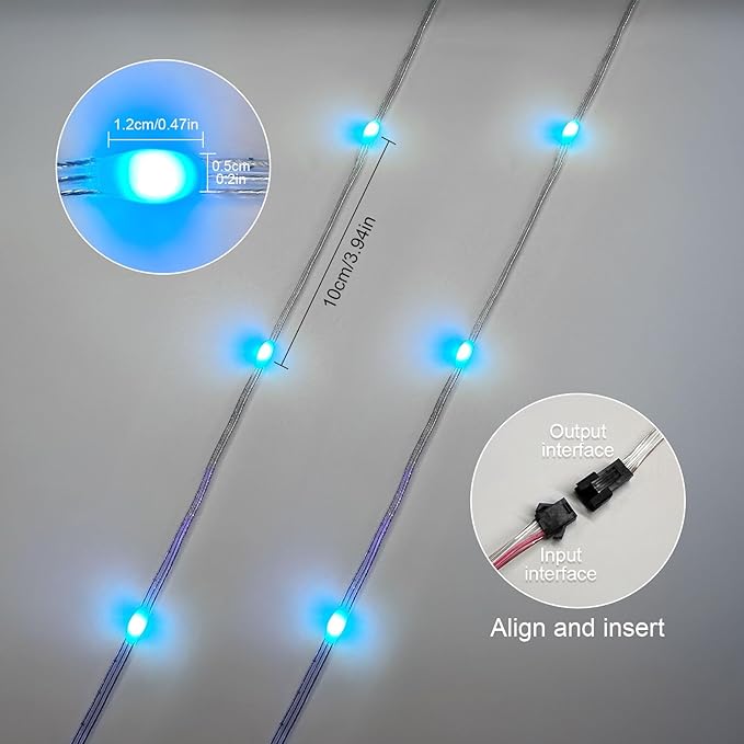 WS2812B Fairy String Lights Addressable Individually RGB IC, PVC Wire 16.4FT 50LEDs DC5V/2A for Twinkle Home Garden Bedroom Outdoor Indoor Decor(No Adapter or Controller) 2PCS