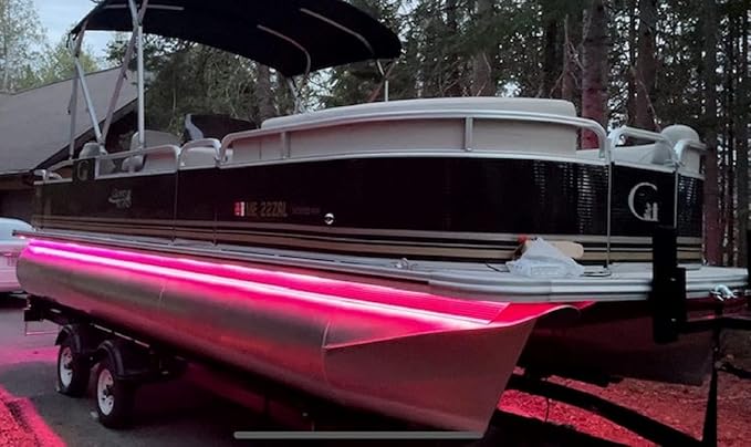 Green Blob Outdoors Pimp My Pontoon Boat Lighting Kit Strips 38ft Neon Style Multi-Color Under Deck Professional Grade with Remote16-22ft Toons IP68 Waterproof (2 Each Multi-Color, 19ft Strips)