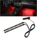 Car Interior LED Strip Light, 12V 24 LED Neon Ambient Night Light with Cigarette Lighter Plug, Automotive Atmosphere Decorative Under Dash Lighting Kit, Car Accessories (Red)
