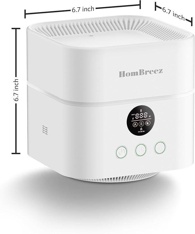 Air Purifier and Humidifier Combo for Bedroom, Covers Up to 200ft², H13 True HEPA Filter, 400ML Water Tank, Quiet Cool Mist Top Fill Essential Oil Diffuser for Baby, Pet Room, White