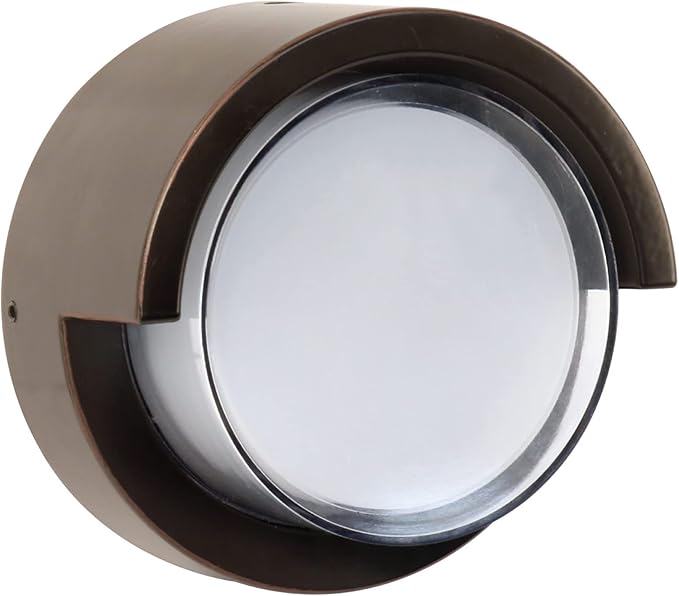 Feit Electric Outdoor LED Wall Sconce, Round Wall Mount Light Fixture, Dusk-to-Dawn, 5000K Daylight, Hardwired, Bronze Finish, Polycarbonate Lens, 50,000-Hour Lifetime, S5RWM/850/DD/BZ