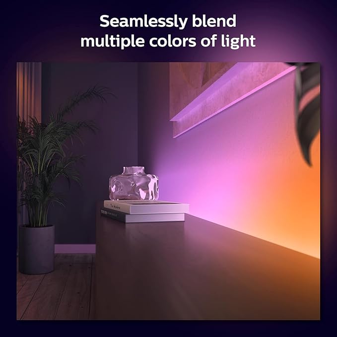 Philips Hue Indoor 6-Foot Smart LED Light Strip Base Kit with Plug - Flowing Multicolor Effect - 1 Pack - Control with Hue App - Compatible with Alexa, Google Assistant and Apple HomeKit