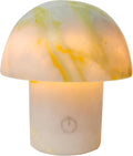 Arctic Green Gemstone Mushroom Lamp - Natural Luxury Stone Night Light with LED, Touch Control 3 Brightness, USB Rechargeable Bedside Decor Gift