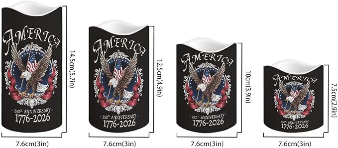 Bald Eagle 250th Anniversary Flameless Candles American Flag LED Candle Battery Operated with Remote Timer Patriotic Flickering Candle for Independence Day Home Outdoor Decor, 4 Pack