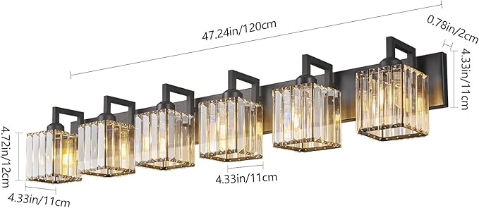 19.5" KnurledBrassWallSconcesSetof2,BronzeBathroomVanityLightFixtureswithWaterRipplesGlassTube,ModernLampforBedroom,LivingRoom,Hallway,Staise,Mirror,Kitchen