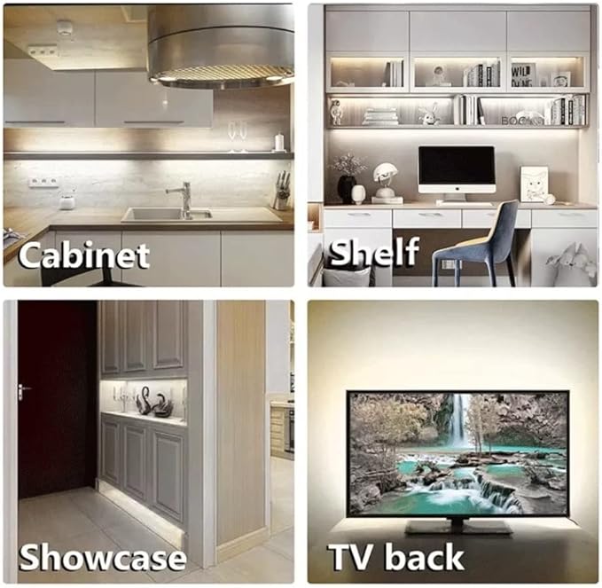 Sensky Motion Sensor LED Strip Light Under Cabinet Lighting Kit, LED Strip Light with Motion Sensor, FCC Listed Power Adapter for Gun Safe Light, Shelf, TV Wall Lighting (8.2FT,6000K)