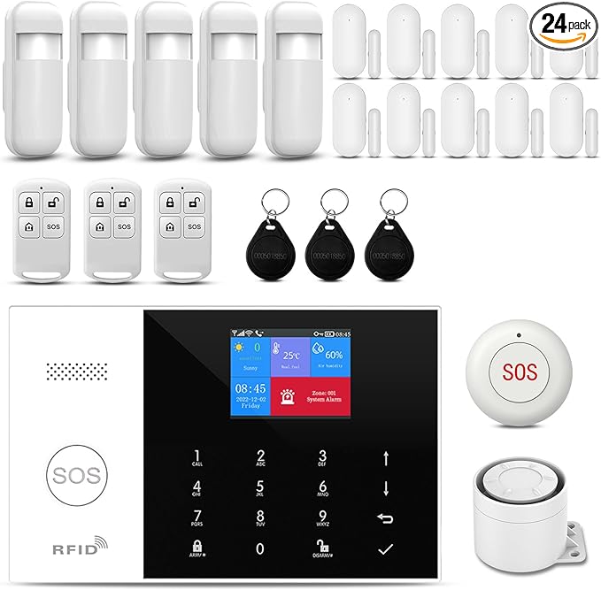 PGST WiFi Wireless Home Alarm System - 2025 Home Security System, 10-Minute Installation, 10 Door & Window Sensors + 5 Motion Sensors, APP Remote Control, Compatible with Alexa, No Monthly Fee