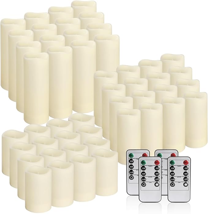 48- Pack of 3 Sizes of LED Flameless Candles.This Candle is Suitable for café, Fancy Restaurant, Bookstore and Other Scenes to Create a Relaxing and Romantic Atmosphere.