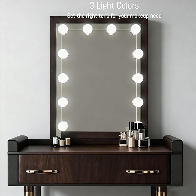 LED Makeup Mirror Light Hollywood Style Vanity Lights USB Fill Light Adjustable Color and Brightness Suitable for Full-Length Mirror, Dressing Room, Dressing Table Set (No Mirror Include) (12 Bulbs)