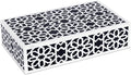 Handicrafts Home Small Decorative Storage Box with Lid, Black White Persian Tile Keepsake Box, Moorish Rosette Trinket Box for Jewelry, Desk Organizer & Coffee Table Decor, Shiraz 8 x 5 x 2