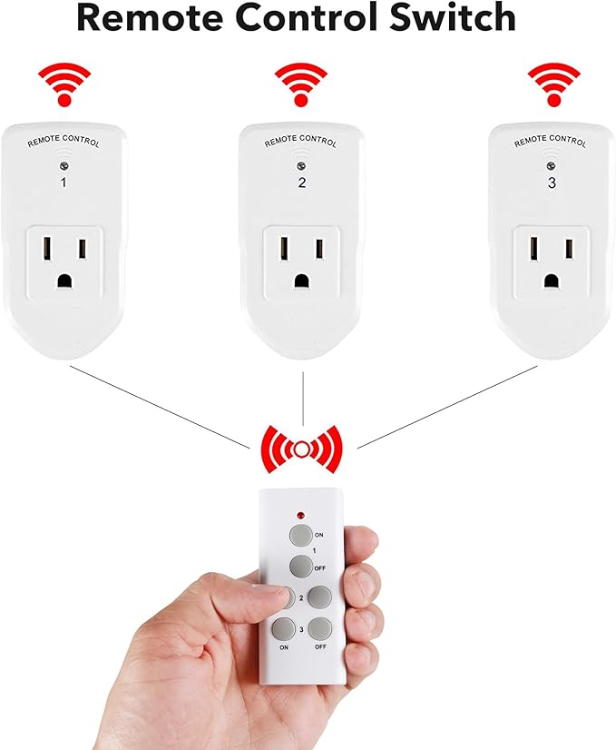 BN-LINK Wireless Remote Control Outlet Electrical Switch for Lights, Fans, Christmas Lights, Small Appliance, 100ft Long Range White 10A/1200W, 1 Remote + 1 Outlet, ETL & FCC Certified