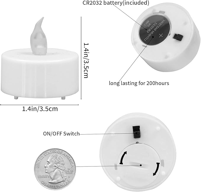 JUNPEI Battery Operated Powered Tea Lights : Realistic Tea Lights Flickering Candles Holiday Gift Suitable for Wedding Parties Festival Celebration Long Lasting (100pack Warm White)