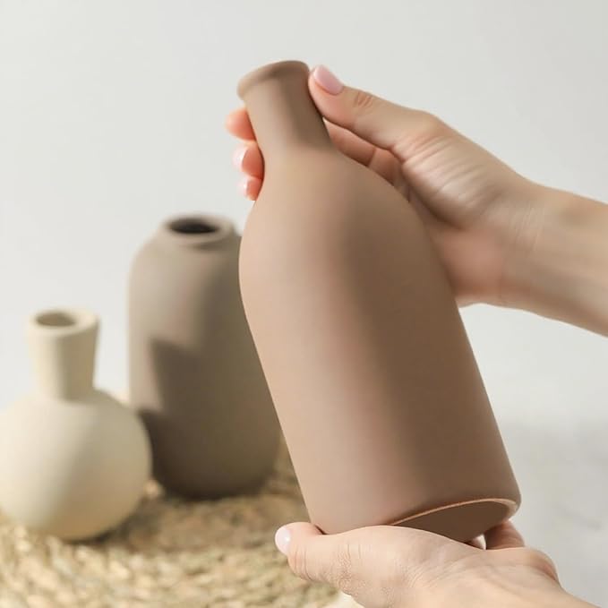 Modern Ceramic Vase Set, Neutral Decorative Vases for Home Decor, Small Flower Pottery Vase Sets for Pampas Grass Dried Flowers, for Happy Birthday Gifts, Self Care Gift