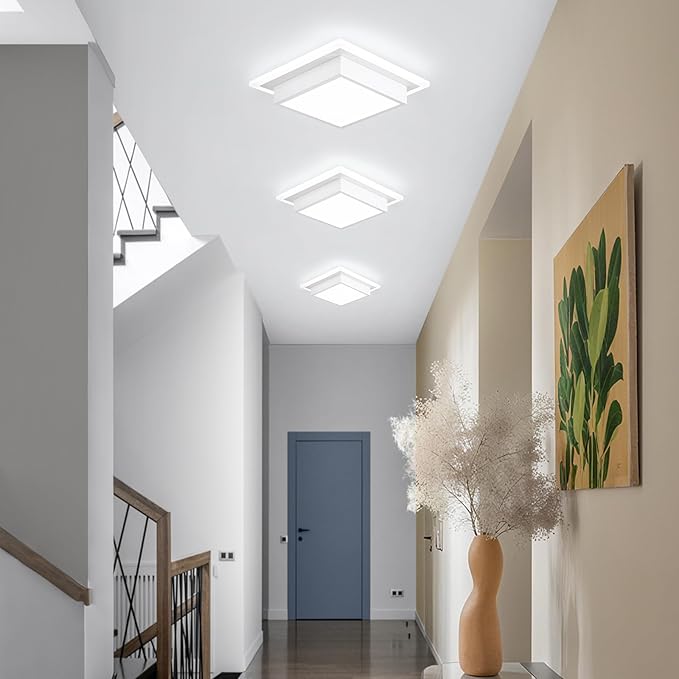 Modern LED Ceiling Light Fixtures, Hallway Ceiling Light Fixture, Bathroom Ceiling Light Fixtures 32W 6000K, Square Ceiling Light for Kitchen Living Room Bedroom Bathroom