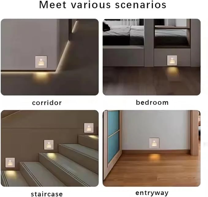 4 Pack Recessed Motion Detector Sensor Led Stair Light Wall Lamp Sconce Lighting Step Stairway Aisle Lamps Basement Passage Footlights