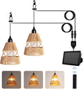 Solar Chandelier Outdoor, Solar Pendant Light with Remote Control, Waterproof IP65 Dimmable Hanging Lights for Patio, Porch, Garden, Gazebo, Balcony