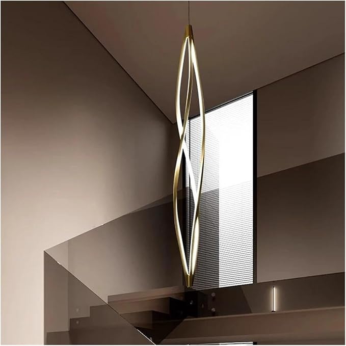 Pendant Lights, Modern Home Decor Led Lights Pendant Light Lamps Forstaircase Chandeliers for Living Room Hanging Indoor Lighting(APP with RC Dimmable,Gold 180cm)