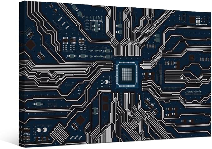 Canvas Wall Art CPU Concept Wall Decorations for Living Room Posters and Prints Computer Chip Contemporary Home Decor Stretched Canvas Picture for Living Room Bedroom Home Office Decor 20X28 INCH
