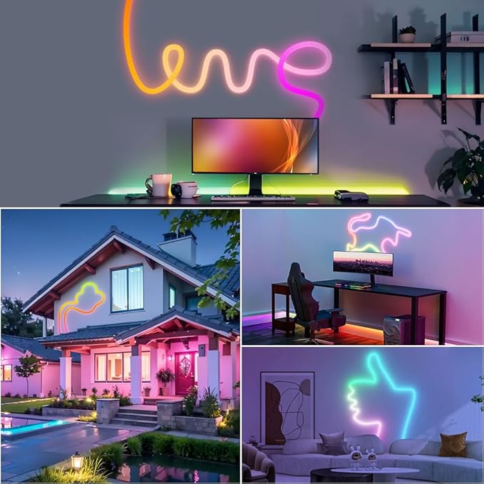 9.8FT WS2811 WS2812B 360 Degree Round Reticulate Pattern Neon LED Strip 50Leds/m Smart RGB+IC Flexible Silicon Dream Color Rope Light Tape DC5V(No Adapter or Controller)