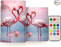 YETTASBIN Flamingo Flameless Candles with Remote Control and Timer, Adjustable Brightness Long Lasting Battery Operated LED Pillar Candles for Indoor Outdoor Party Home Decor, 2 Pack