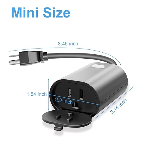 New One Smart Dimmer Plug Outdoor, IP65 Waterproof WiFi Dimmable Smart Outlet, Compatible with Google Assistant, Alexa