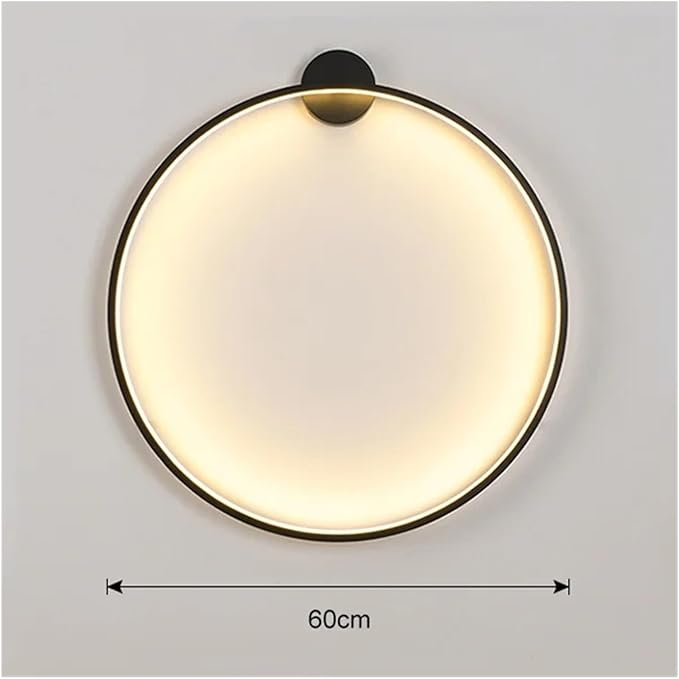 Wall Wall lamp Wiring-Free Living Room Sofa Background Wall Decoration Nordic Minimalist Bedroom lamp Ring Art Atmosphere Wall,ing Fixtures (3 Colors 60cm A)