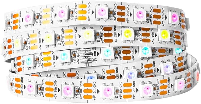 BTF-LIGHTING WS2812B IC RGB LED Strip,UL Listed,Pure Gold Wires,DC5V 3.28FT 60LED 5050SMD,Individually Addressable,Flexible for DIY Chasing Full Color Project,3M Tape,IP30(No Adapter or Controller)