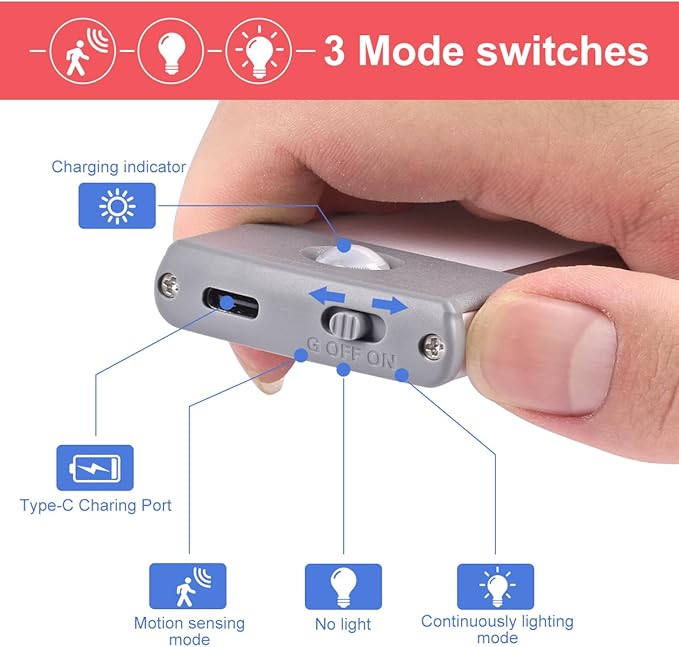 LED Motion Sensor Cabinet Under Counter Closet Lighting, Wireless USB Rechargeable Kitchen Night Lights,30-LED Battery Powered Operated Light,Uniform Light for Wardrobe,Closets,Cabinet,Cupboard