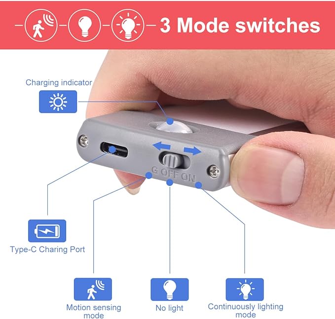 30-LED Motion Sensor Cabinet Light,Under Counter Closet, Wireless USB Rechargeable Kitchen,54-LED Battery Powered Operated Light, for Wardrobe,Closets,Cabinet,Cupboard（Warm Light）