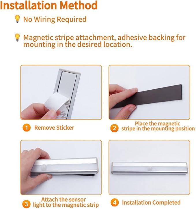 10LEDs Outdoor Sensor Step Light,2 Pack RV Sensor LED Closet Light,Stick-On Anywhere Magnetic Night Strip Light for Flight of Steps,Closets,Cabinets,Hallways,Bathrooms,Car Trunks(Cold White)
