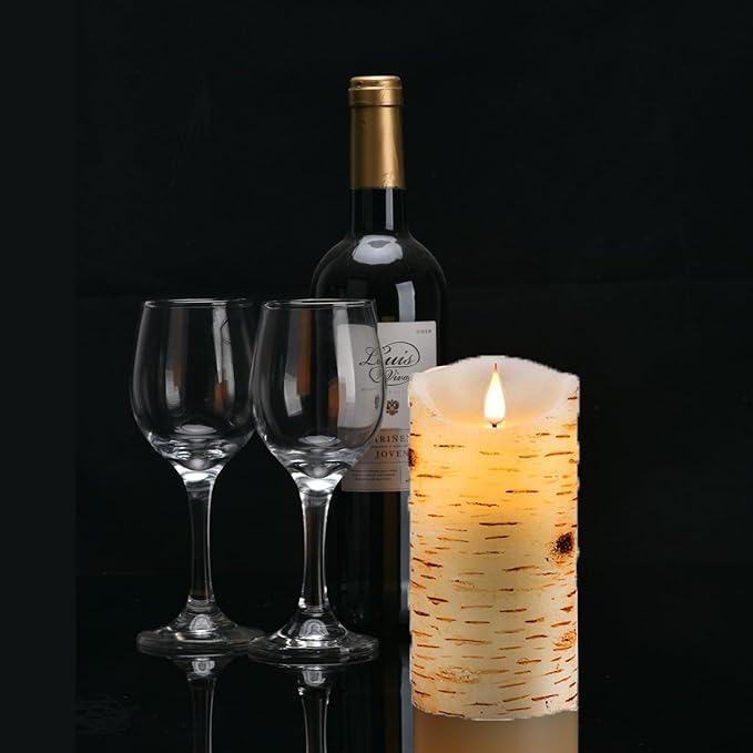 Nancia Flameless Candles Birch Bark Effect Battery Operated Candle,3PACK Real Wax Pillar LED Candle with 10-Key Remote Control 2/4/6/8 Hours Timer for Home Decoration Wedding Birthday Party