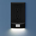 SnapPower Single MotionLight [for Décor Outlets] - Motion Detecting LED Night Lights Built-in to Wall Plate - Bright/Dim/Off Options - Auto On/Off Sensor - (Décor, Black)