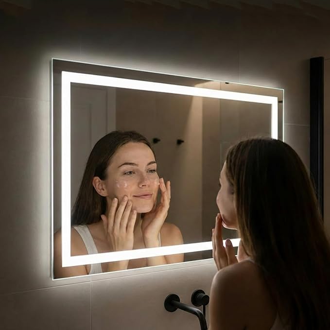 40"x 32" LED Bathroom Mirror with Lights, Anti-Fog, Backlit & Front Lit, Stepless Dimmable, 3 Colors, Memory Function, Vanity Mirror for Wall, Shatterproof Tempered Glass,Horizontal/Vertical