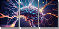 LSIUHWUWI Modern Wall Art 3 Panel Human Brain Neurons Firing Picture Prints on Canvas for Living Room Computer Room,Office Wall Decoration, Framed Ready to Hang 12x16inchx3