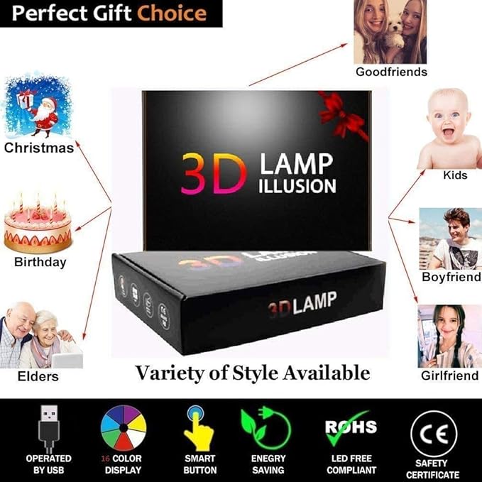 Optical Illusion 3D Cheerleader Night Light 16 Colors Changing USB Power Remote Control Touch Switch Decor Lamp LED Table Desk Lamp